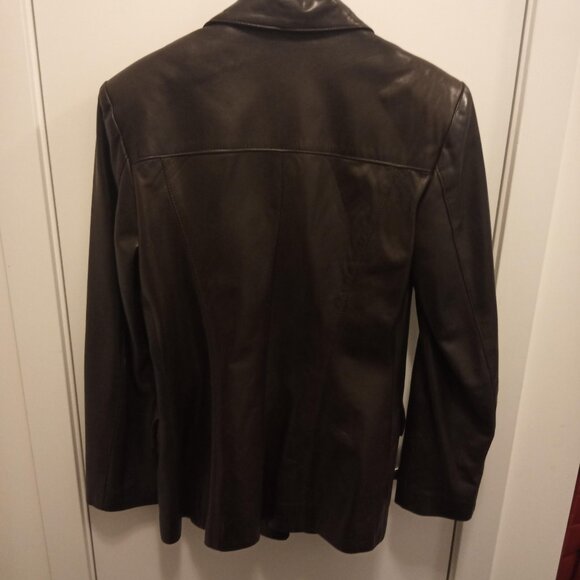Dark brown DANIER LEATHER "Couture" jacket, size Small - Picture 2 of 9